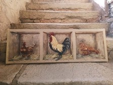 tableau tryptique coq/poules