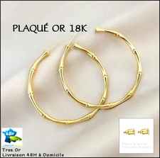 PLAQUÉ OR 18K CREOLES BAMBOU