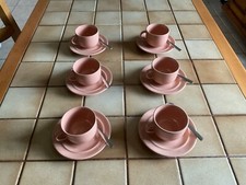 SERVICE À CAFÉ rose TULOWICE - Tasses 7cl et Soucoupes + cuillères inox 18/10°
