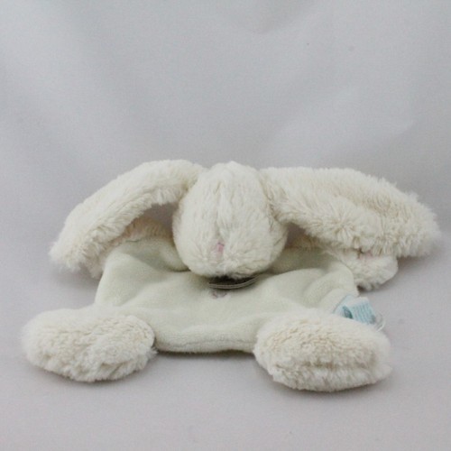 Doudou plat lapin blanc rose