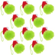  10 Boules De Noël Pelucheuses Avec Chapeau De Père Noël – Décorations