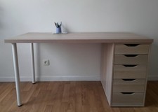 Bureau IKEA Lagkapten Alex caisson 5 tiroirs couleur chêne clair