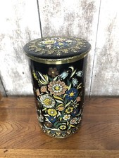 Ancienne Boîte Ronde Coffret Hollandais Métal Rehaussé Peinture Vintage #A753