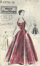 Patron De Couture VOGUE Vintage 1951 Robe De Soirée B34 (1563)
