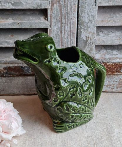 Ancien pichet vert - vert, grenouille