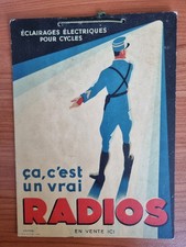 carton publicitaire RADIOS éclairage électrique pour cycles vélo 1940's