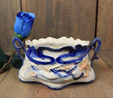 Ancien Jardinière en Porcelaine Cache Pot Femme Art Nouveau Allemagne c1910