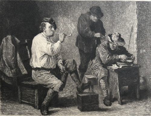 Fumeurs gravure eau forte - fumeurs,