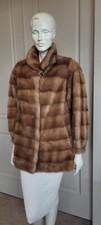 Beau Marron Clair Véritable Fourrure Vison Horizontal Hip Manteau Sz M-L Germany