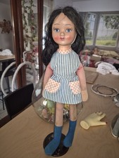 Poupée ancienne visage masque-corps tissu longues jambes 50 cm -de  1960