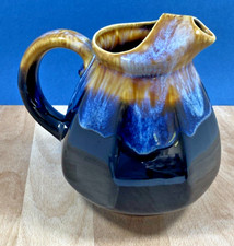 Ancien pichet en grés flammé, dégradé bleu vintage