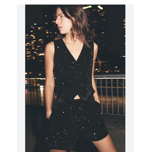 Zara black sequins - zara, vest.