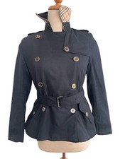 Burberry London Trench-coat Femme Court Modèle Chelsea Noir Double Boutonnage