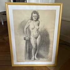 Grand Dessin De Nue Signée