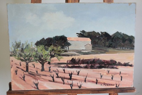 Tableau peinture vignes près - tableau,