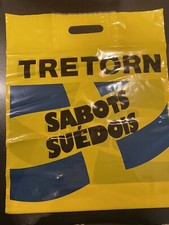 Rare ancien Grand sac plastique publicitaire Tretorn Sabots Suédois Vintage