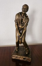 Statue Bronze Bistrot Homme Bouteille Vin Tire-bouchon 31 cm Vigneron Sculpture 