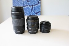 LOT 3 OBJECTIFS LENS CANON EF - 50 MM - 28-105 MM - 75-300 MM