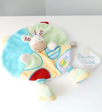 Doudou Plat/Mouchoir Rond Cheval/Âne/Zèbre Jaune Vert Bleu Rouge Mauve - Babynat