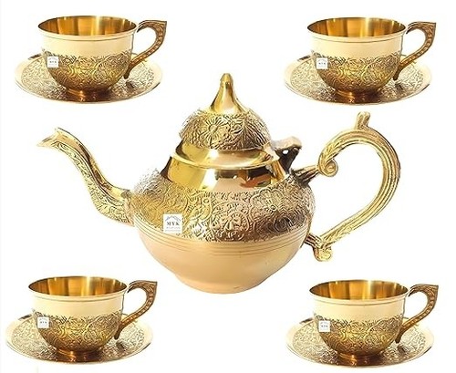 Brass kettle serving set - brass,