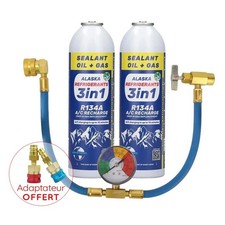 🇨🇵 Kit recharge R134a R134 R12 Gaz Huile clim 2x500g + Adaptateur Voiture 🇨🇵
