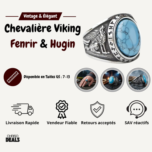 Bague viking fenrir hugin - bague,
