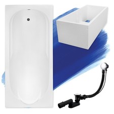 Baignoire Rectangulaire 140x70 + support en polystyrène Siphon + pieds - BONA