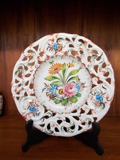 ASSIETTE CREUSE PORCELAINE AJOUREE MADE IN ITALY VINTAGE 22 CM