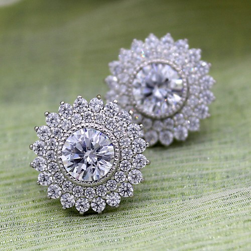 Boucle oreille double halo - boucle,