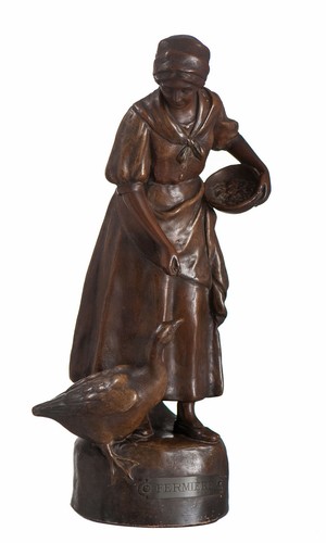 Sculpture terre cuite femme - la,
