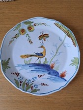 Assiette faïence la rochelle / Paon