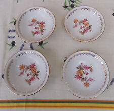 4 coupelles + saladier en haute porcelaine de BERRY décors floraux liserés or