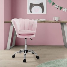 Fauteuil de bureau à roulettes rose clair hauteur réglable velours chaise salon