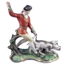 Belle Nymphenburg Porcelaine Hunter & Chien Figurine Porzellan Jäger Figur