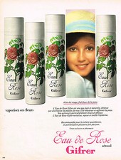 PUBLICITE ADVERTISING 104  1974   GIFRER  en vaporisateur EAU DE ROSE