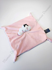 Doudou Plat/Mouchoir Carré Nuage Blanc Rose Noeud Noir Pois - Orchestra Prémaman