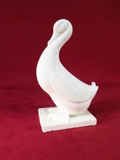DESBARBIEUX SUJET SCULPTURE ANIMALIER OIE EN FAIENCE CRAQUELEE SAINT CLEMENT