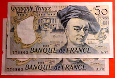 2 Beau Billets de 50 FRANCS de 1992 " Type  QUENTIN DE LA TOUR" N° qui se suive