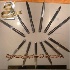 Couteaux de table ancien, bois d'ébène, époque Napoléon III, 6 grands ,6 petits.