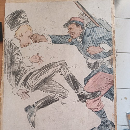 Dessin rixe entre - poilu, et