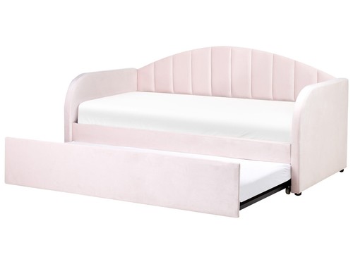 Lit gigogne velours rose - lit,