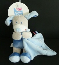 W. DOUDOU SUCRE D'ORGE CHIEN BLEU GRIS MOUCHOIR BLANC FUSEE AVION LUNE 100%NEUF