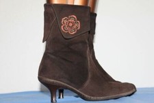 Bottines ANDRE Daim marron motif fleur T 37 BE