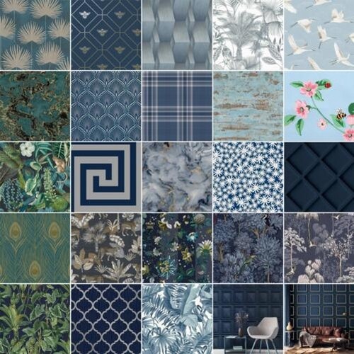 Papier peint bleu marine - papier,