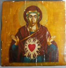 Icône originale peint main ancienne, Vierge Marie art religieux orthodoxe UNIQUE