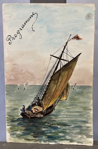 Ancienne aquarelle voilier - aquarelle,