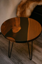 18 " Rond Époxy en Bois Coin Côté Table Top Maison Bureau Intérieur Décor