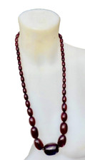 collier bakélite rouge cerise cherry bakelite beads necklace grenat amber - XXL