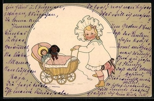 Carte postale fille pousse - , une