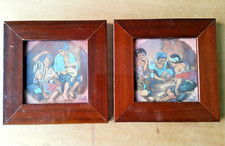 pc17 Ensemble de 2 tableaux en émail encadrés Objets d’occasion en état d’usage;